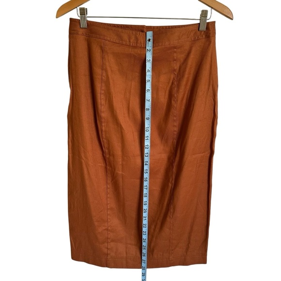 NWT Banana Republic size 6 Tall Linen Blend Button Up Pencil Skirt Rust Brown 6T - Picture 2 of 6